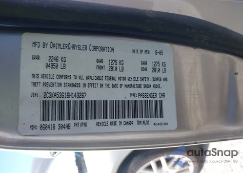 2006 Chrysler 300 Touring from USA, damaged, VIN 2C3KA53G16H143267